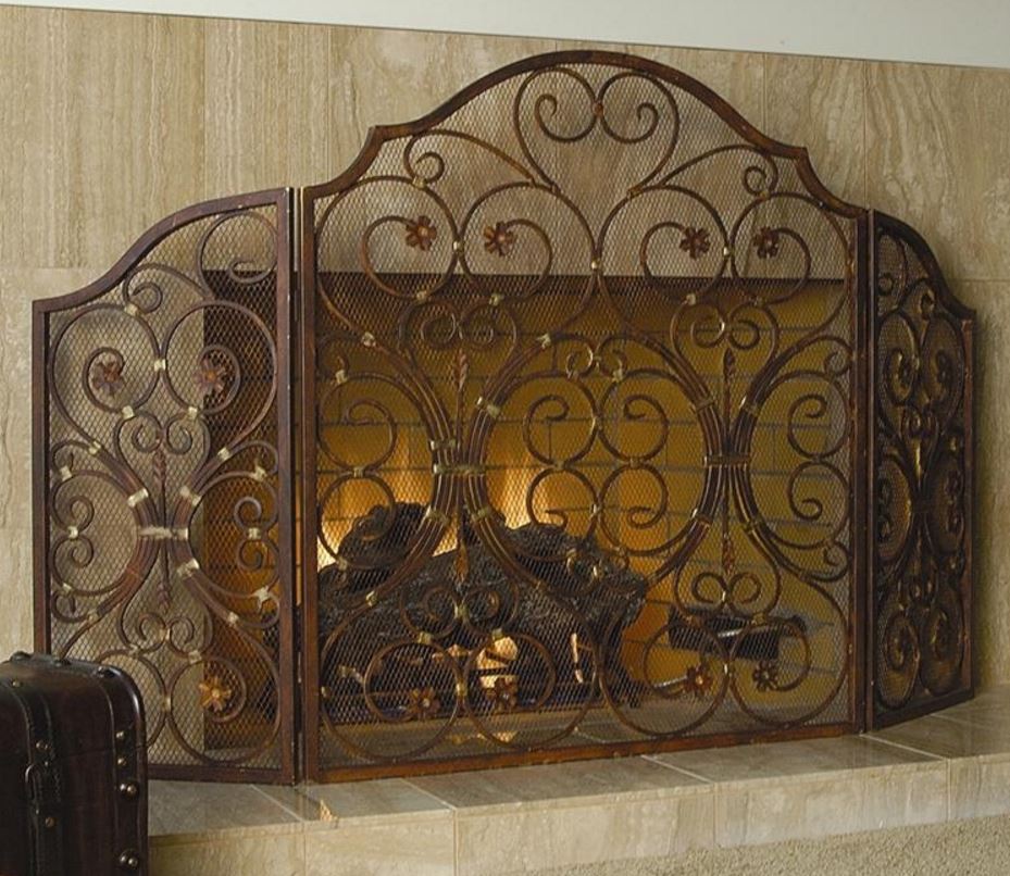 Fireplace Screen - Provincial Triple Panel